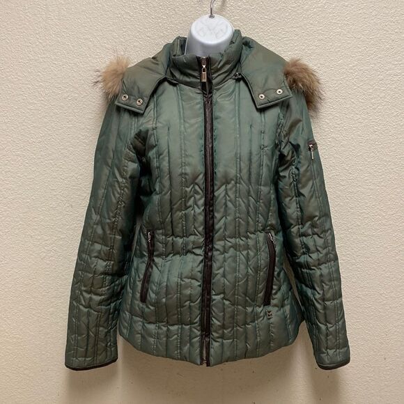MICHAEL Michael Kors Faux Fur Hood Puffer Jacket Small - Picture 1 of 6